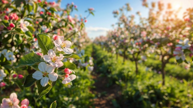 Field Abloom With Pink and White Flowers