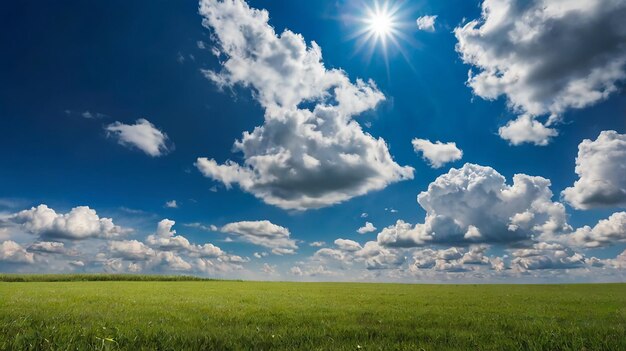 Field on a background of the fantastic blue sky Beauty world