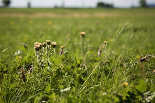 Photo field botanic herb and wild flowers