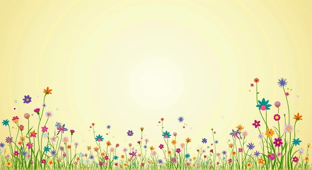 Photo a field of colorful flowers with a yellow background