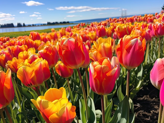 a field of colorful flowers