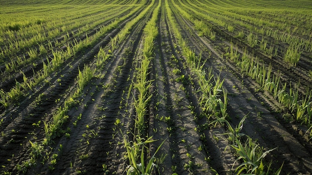 a field of corn that has been cut down