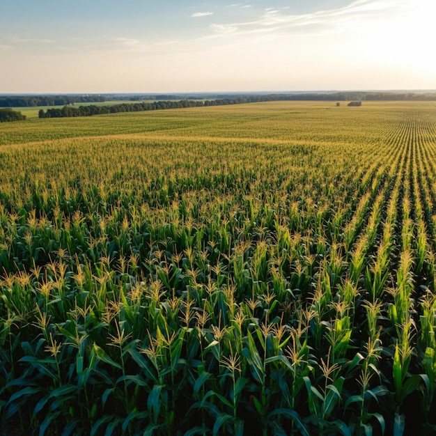 a field of corn with a field of corn in the background