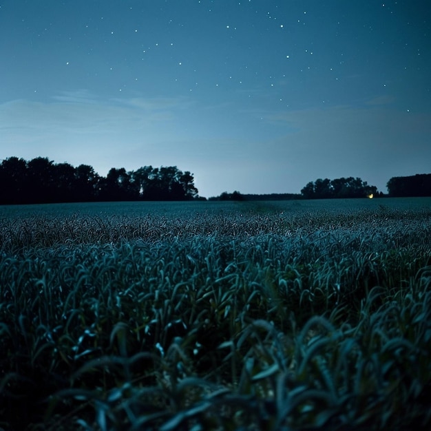 Photo a field of corn with a star filled sky in the background