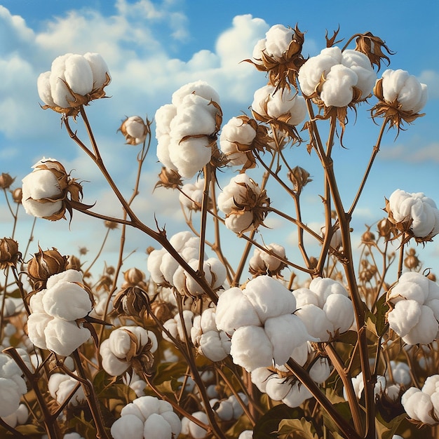 a field of cotton that has a picture of a flower