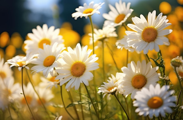 Field of Daisies Bathed in Warm Sunlight A Symbol of Springs Arrival Generative AI