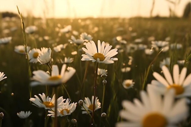 A field of daisies in the sun