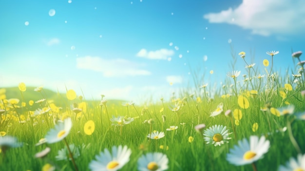 A field of daisies in a sunny day