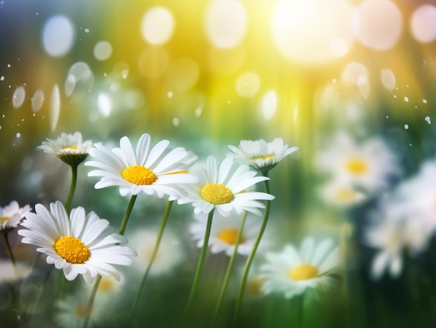 A field of daisies with a blurry background