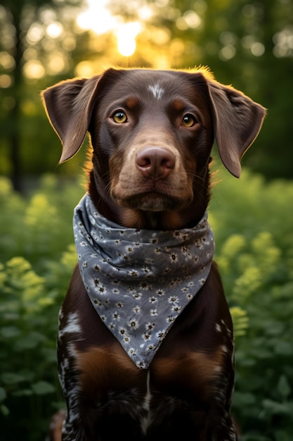 Field A Dog Wearing A Bandana In Park