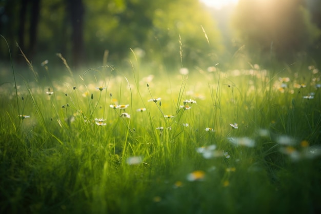 A field of flowers in the sunlight