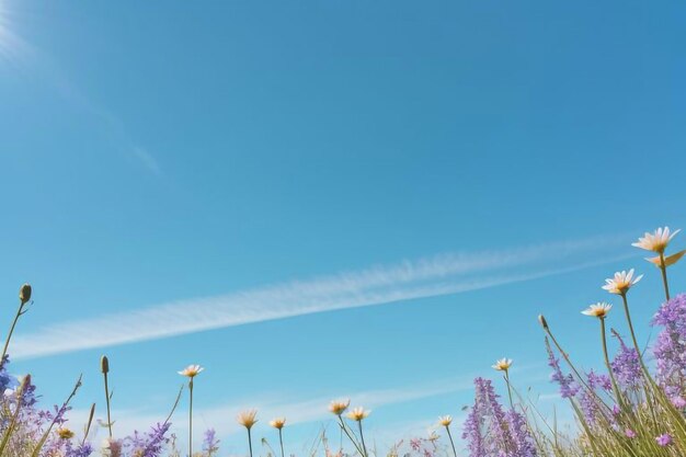 Photo a field of flowers with the sky in the background