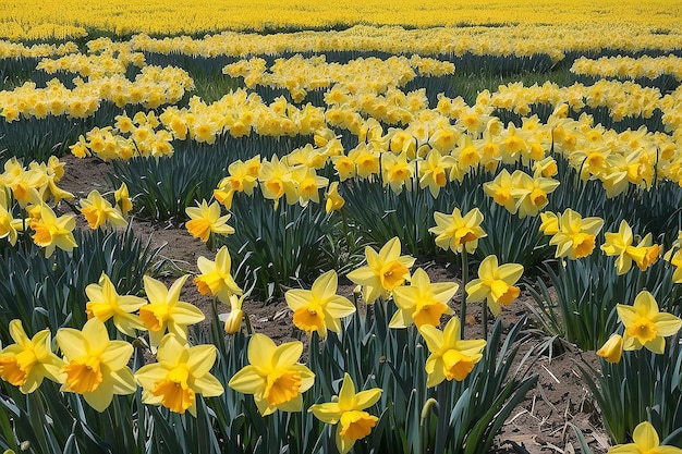 A field of flowers with the word daffodils on it