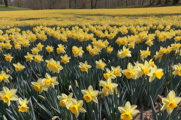 A field of flowers with the word daffodils on it