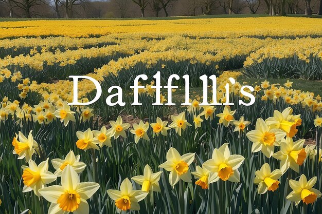 Photo a field of flowers with the word daffodils on it