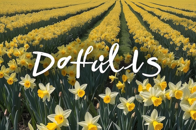 Photo a field of flowers with the word daffodils on it