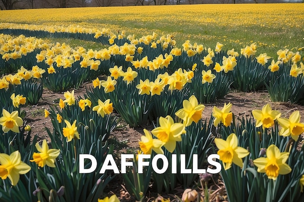 Photo a field of flowers with the word daffodils on it