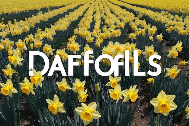 Photo a field of flowers with the word daffodils on it