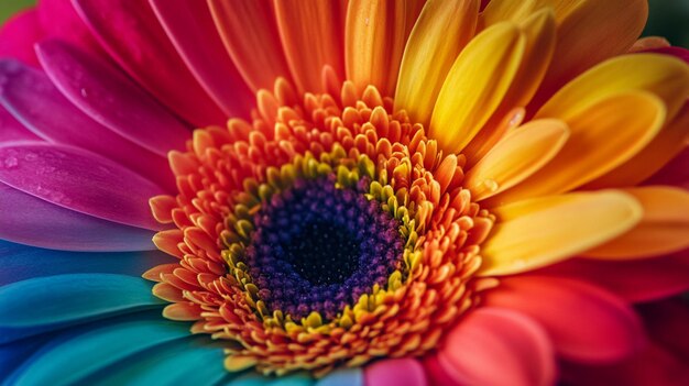 Photo a field of flowers with a yellow pink and purple flowera colorful flower