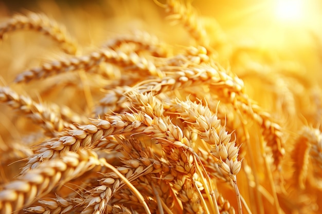 A field of golden wheat is bathed in sunlight