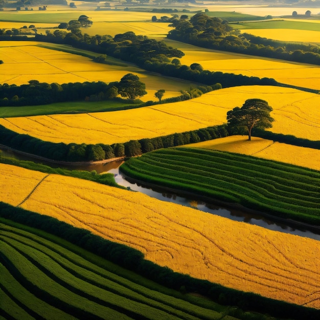 Photo a field of golden wheat in the sun