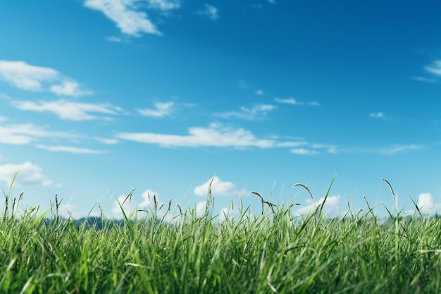 a field of grass with a sky in the background