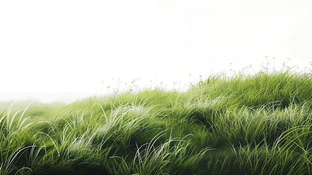 a field of grass with a white background with a green grass background