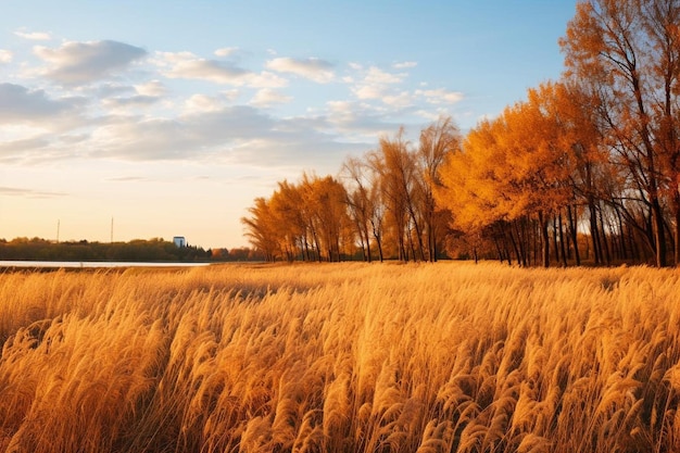 Photo a field of grass with the word  autumn  in the background