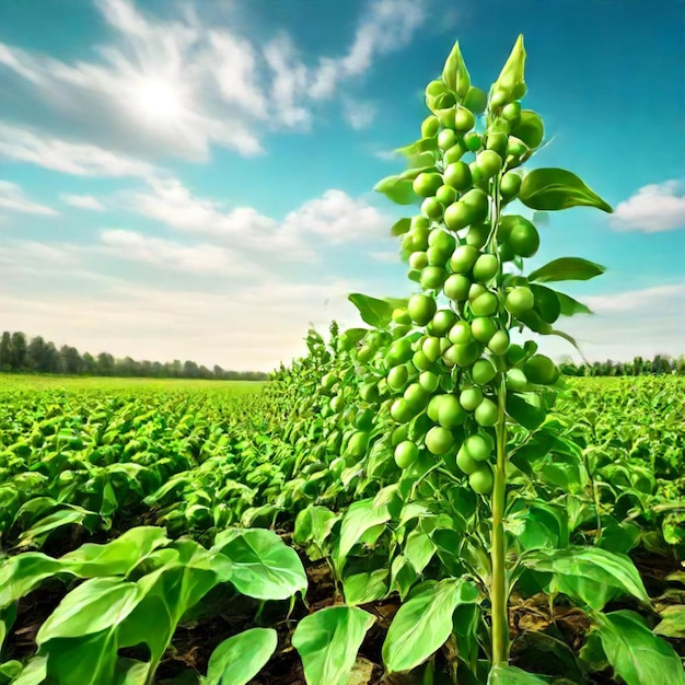 Photo a field of green beans with the words  green beans  on the side