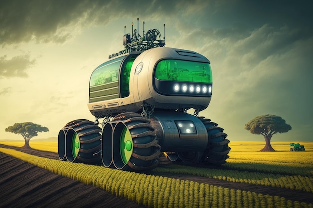 Field labor being done by an autonomous tractor Intelligent Farming System