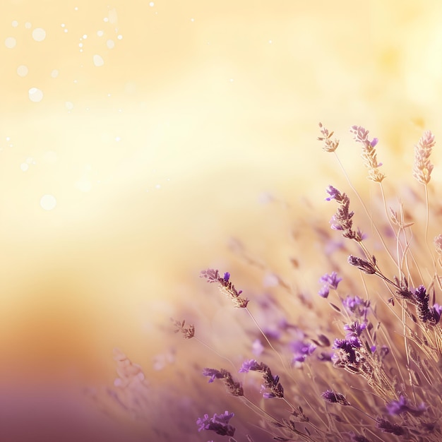 Photo a field of lavender flowers with the sun behind them