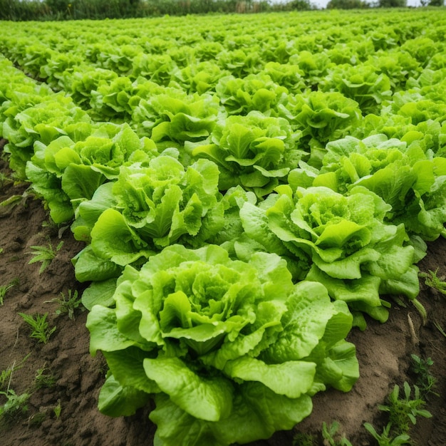 A field of lettuce with the word lettuce on it