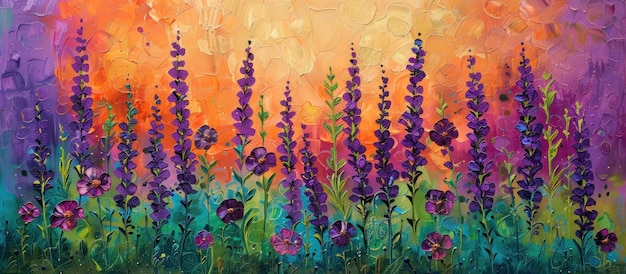 Field of Purple Flowers Painting