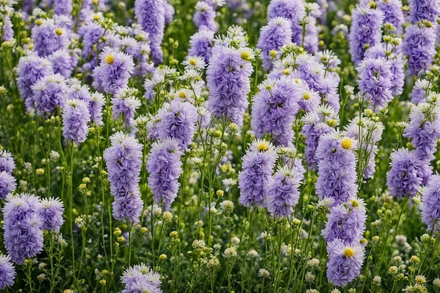 a field of purple flowers with the words quot spring quot on the bottom