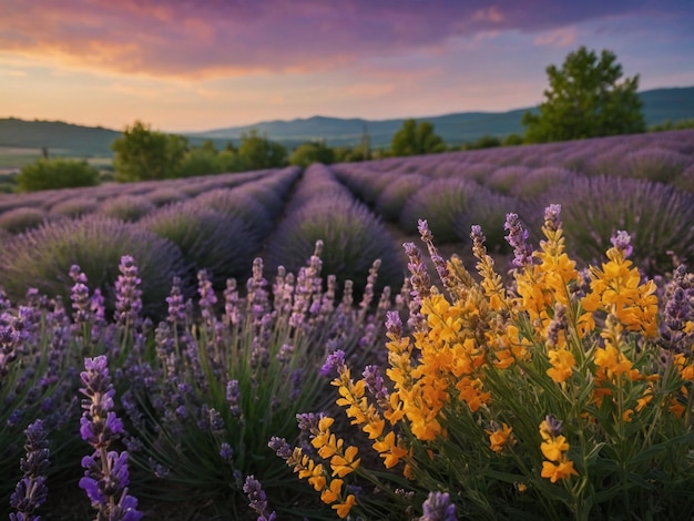 a field of purple flowers