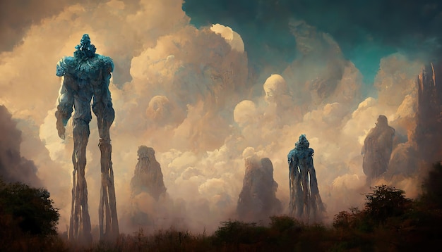 Field of the rooted giants concept art illustration