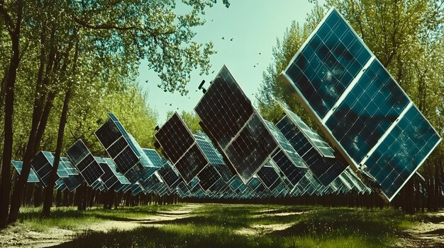 Photo a field of solar panels sustainable energy environmentfriendly technology