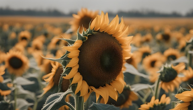 a field of sunflowers with the words  sunflowers  on the top