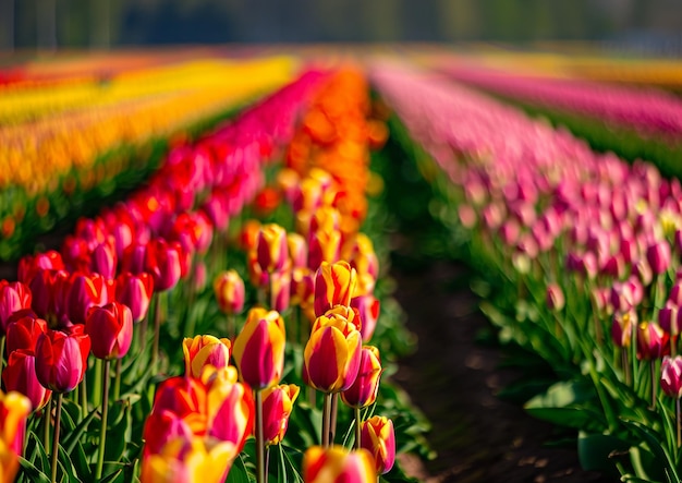 a field of tulips with the words tulips on the bottom