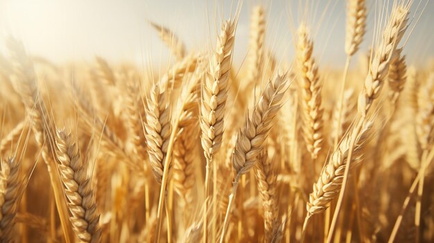 field of wheat and blue sky in summer