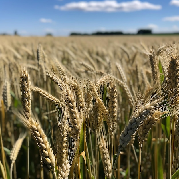 A field of wheat is shown with the word wheat on the top left.