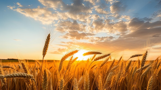 Field of Wheat With Setting Sun