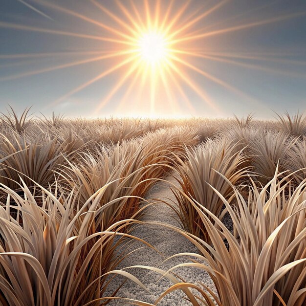 Photo a field of wheat with the sun in the background