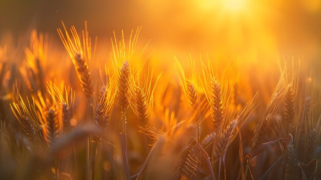 Photo a field of wheat with the sun behind it