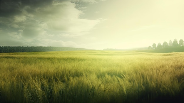 Field of wheat with the sun shining on it