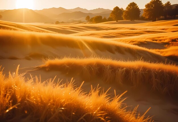 Photo a field of wheat with the sun shining through the clouds