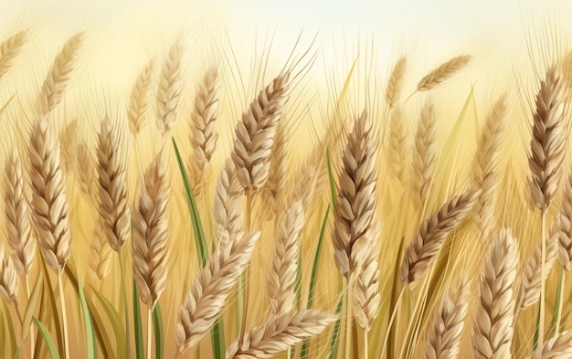 A field of wheat on a yellow background