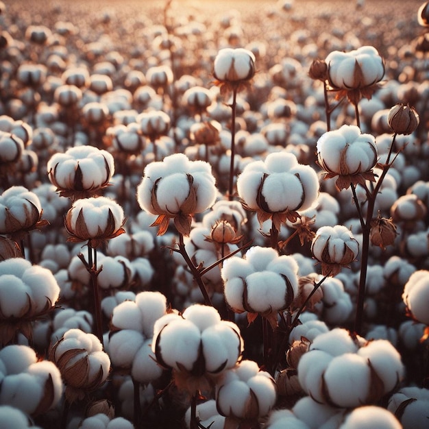 Photo a field of white cotton that has the word cotton on it