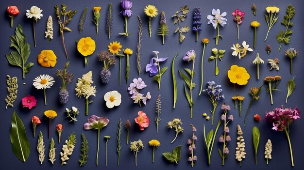 Photo a field of wild flowers with a black background