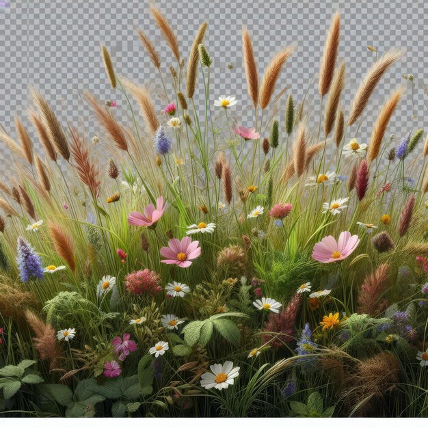 Photo a field of wild flowers with a white background with a blue background